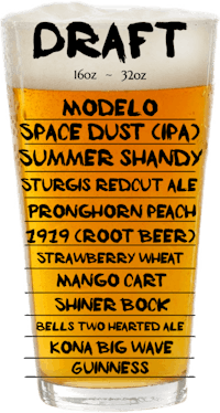 a beer glass with the word draft on it